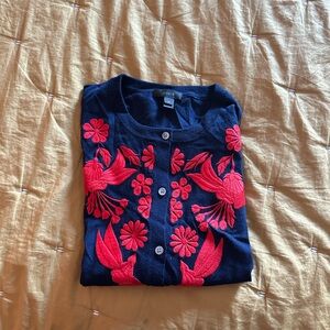 Embroidered J Crew cardigan